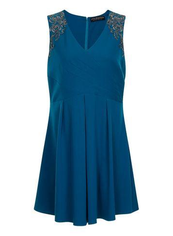 Dorothy Perkins *little Mistress Curve Teal Crossover Dress