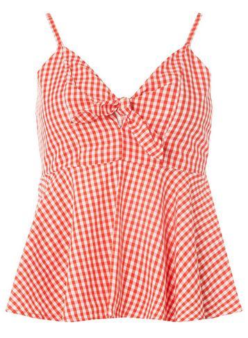 Dorothy Perkins *vero Moda Red And White Peplum Top