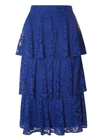 Dorothy Perkins Cobalt Tiered Lace Skirt