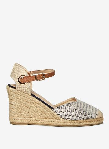 Dorothy Perkins Wide Fit Navy Stripe Raven Wedges