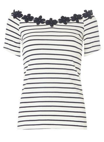 Dorothy Perkins *tall Navy Striped Daisy T-shirt
