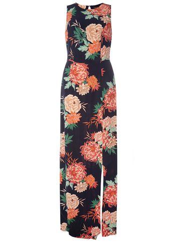 Dorothy Perkins *tall Blue Oriental Floral Maxi Dress