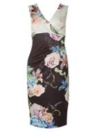 Dorothy Perkins *scarlett B Black And Ivory Floral Print Megan Bodycon Dress