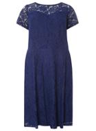 Dorothy Perkins Dp Curve Navy Lace Trim Fit & Flare Dress