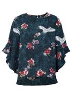 *izabel London Dark Green Floral Print Blouse