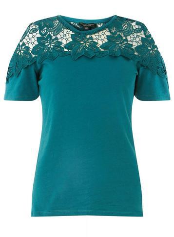 Dorothy Perkins Green Lace Yoke T-shirt