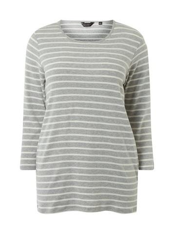 Dorothy Perkins *dp Curve Grey Striped Popper Cuff T-shirt