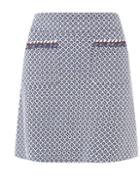 Dorothy Perkins Blue Geometric Print Pocket Trim Mini Skirt