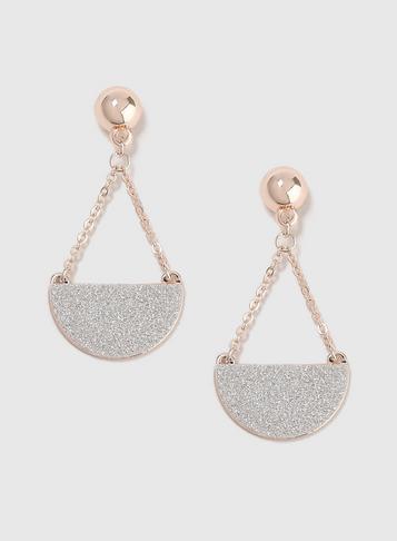 Dorothy Perkins Rose Gold Chain And Glitter Earrings