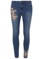 Dorothy Perkins Blue Blossom Embroidered Mid Wash Ankle-grazer Jeans