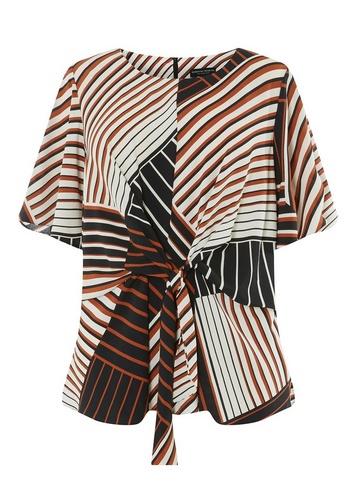 Dorothy Perkins *dp Curve Multi Coloured Stripe Print Manipulated Top