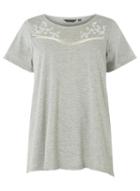 Dorothy Perkins *dp Curve Grey Embroidered Yoke T-shirt