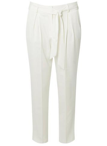 Dorothy Perkins White Satin Tie Front Tapered Leg Trousers