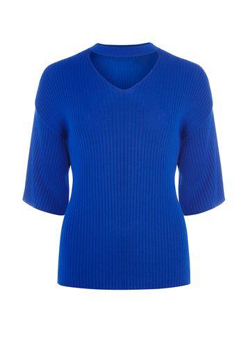Dorothy Perkins Cobalt V Neck Choker Jumper