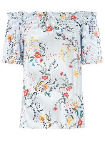 Dorothy Perkins *tall Blue Strap Floral Print Bardot Top