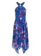 *little Mistress Blue Floral Print Halter Neck Midi Dress