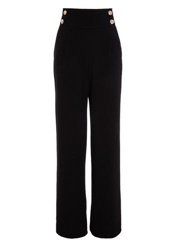 *quiz Black High Waist Button Trousers
