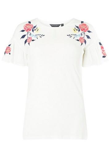 Dorothy Perkins *tall Ivory Embroidered T-shirt