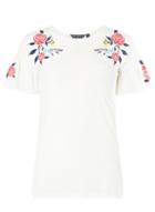 Dorothy Perkins *tall Ivory Embroidered T-shirt
