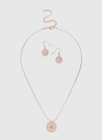 Dorothy Perkins Rose Gold Filli Necklace And Earrings
