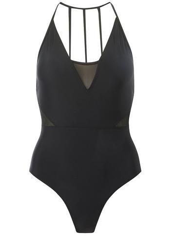 Dorothy Perkins *dp Beach Black Mesh Insert Swimsuit