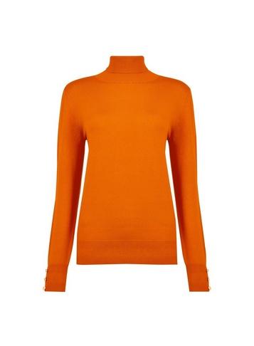 Dorothy Perkins *tall Orange Button Roll Neck Jumper