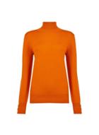 Dorothy Perkins *tall Orange Button Roll Neck Jumper