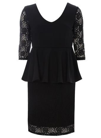 Dorothy Perkins Alice & You Black Lace Peplum Dress