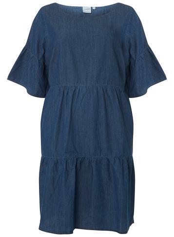 Dorothy Perkins Juna Rose Curve Blue 1/2 Sleeve Denim Shift Dress