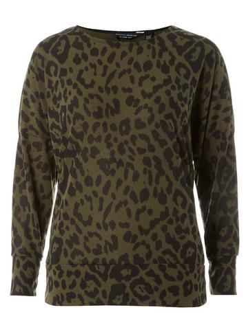 Dorothy Perkins Khaki Leopard Print Batwing Sleeve Top