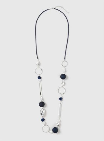 Dorothy Perkins Navy Mixed Bead Necklace