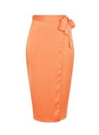*girls On Film Orange Satin Look Wrap Skirt