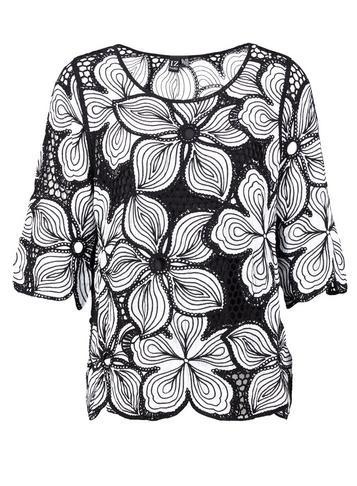 Dorothy Perkins *izabel London Black And White Crochet Top
