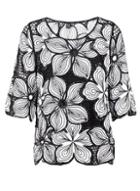 Dorothy Perkins *izabel London Black And White Crochet Top