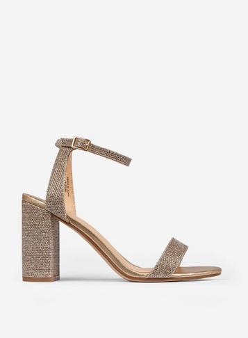 Dorothy Perkins Wide Fit Gold Shimmer Heel Sandals