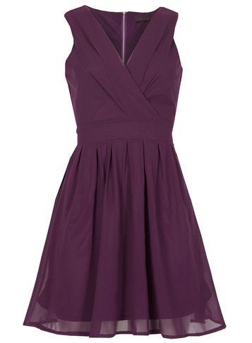 Dorothy Perkins *tenki Purple V-neck Plain Dress