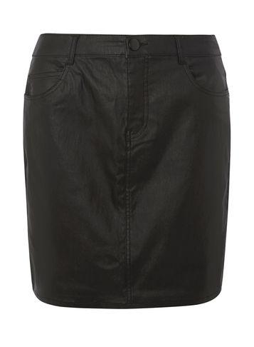 Dorothy Perkins Black Coated Denim Skirt