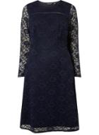 Dorothy Perkins *dp Curve Navy Lace Long Sleeve Fit And Flare Dress