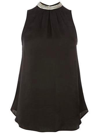Dorothy Perkins Black Satin Long Line Top
