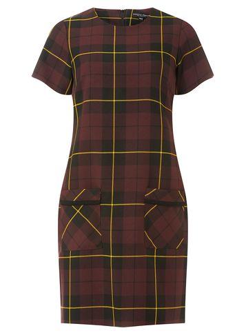 Dorothy Perkins Wine And Ochre Check Shift Dress