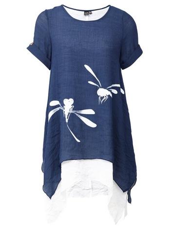 *izabel London Navy Dragonfly Print Top