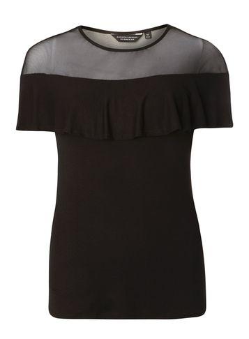 Dorothy Perkins Black Mesh Frill T-shirt