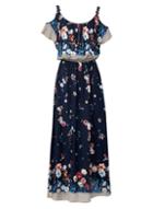 *izabel London Navy Cold Shoulder Maxi Dress