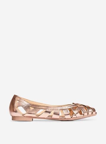 Dorothy Perkins Wide Fit Rose Gold Tan Perla Weave Pumps