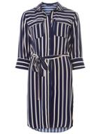 Dorothy Perkins Navy And Pink Striped Pocket Shirt Dress