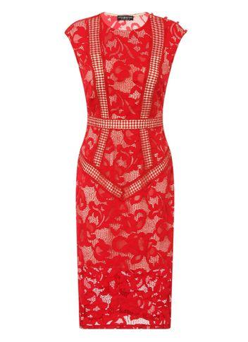 Dorothy Perkins *little Mistress Red Lace Midi Dress