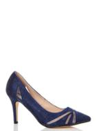 *quiz Navy Shimmer Mesh Court Heel Shoes