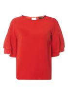 Dorothy Perkins Red Double Ruffle Sleeve Top