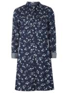 Dorothy Perkins *tall Denim Floral Shirt Dress