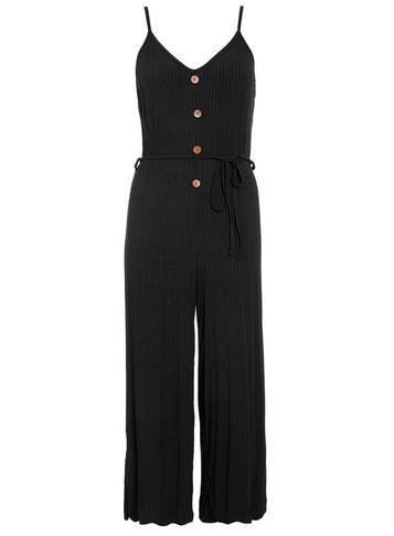 Dorothy Perkins *quiz Black Button Culottes Jumpsuit